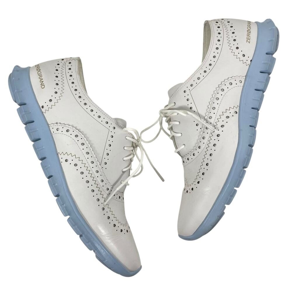 Cole Haan Zerogrand Wingtip Leather Oxford Shoes Lace Up Blue Size 8B - Picture 8 of 13